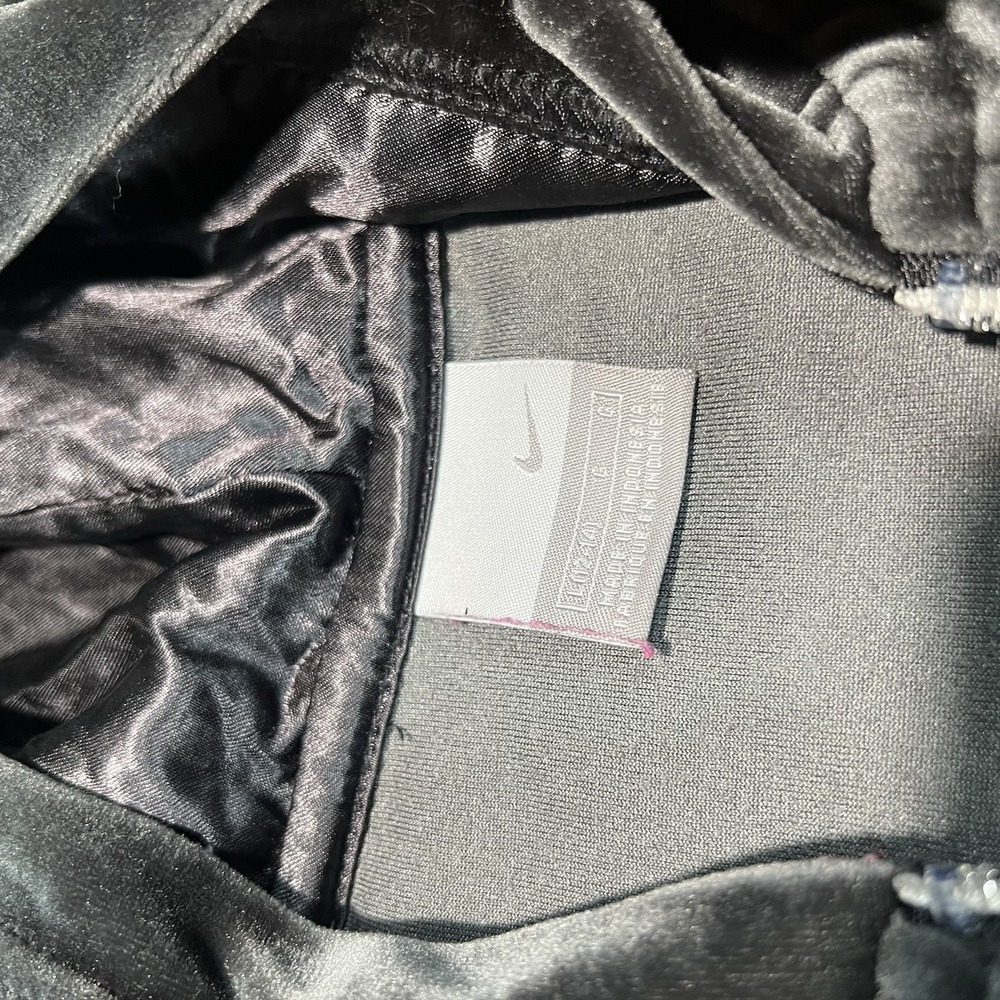Nike Woman's Velour Zip Up Track Jacket Large 12-14 Gray Stripe Y2K Inspired - Picture 3 of 7